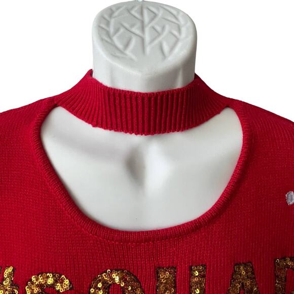 Hooked Up # SQUAD GOALS Keyhole Ugly Christmas Sweater Size Large - Picture 3 of 5